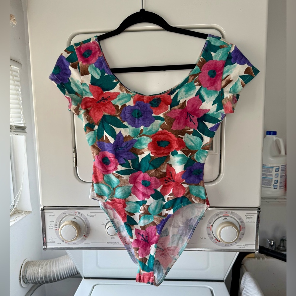 1990s Colorful Floral Bodysuit